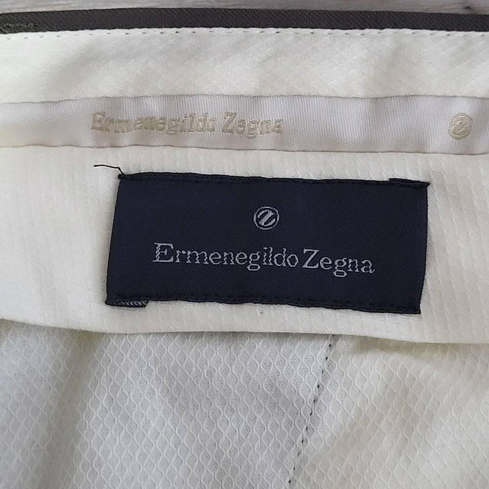 Ermenegildo Zegna Dress Pants Men 34 Fits 36x29 Olive Brown Wool Pleated Cuffed